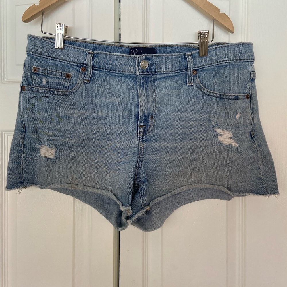 GAP Light Wash Distressed Denim Shorts